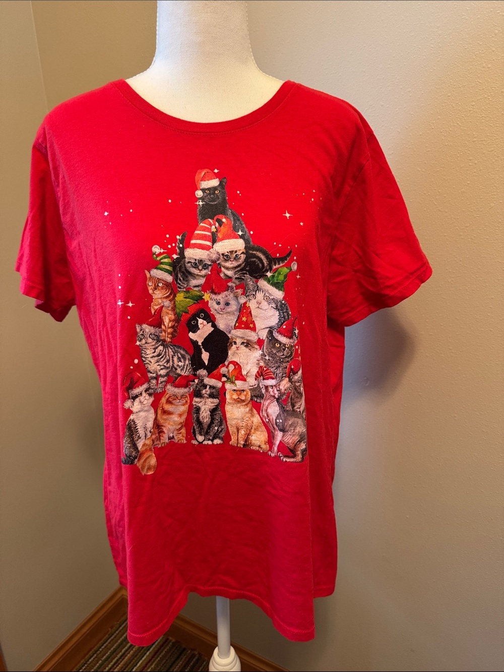 Women’s Christmas Cats TShirt-  Large